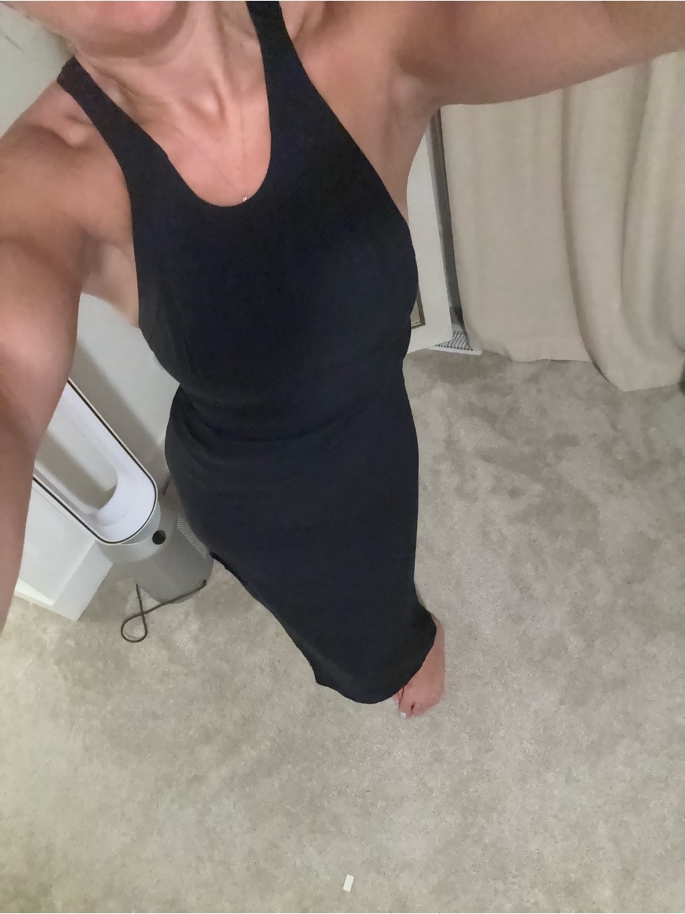 Express Sleeveless Ponte Racerback black Midi Dress with slit size small - Picture 7 of 12